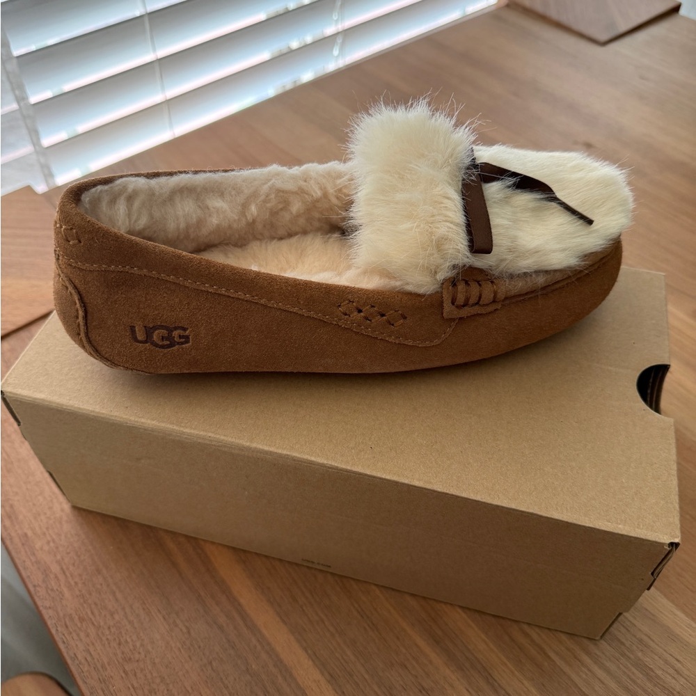 UGG Chestnut Suede Slip-On Slippers - Picture 5 of 6
